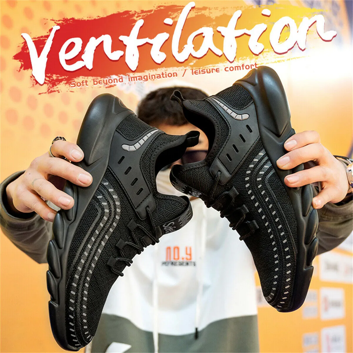 8 Inch Wedge Sole Work Boots Anti-Pierce Work Safety Steel Toe Boot Lightweight Breathable Construction Boots