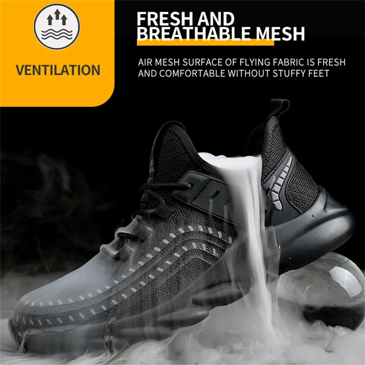 Top Rated Slip On Work Boots Anti-Pierce Work Safety Steel Toe Boot Lightweight Breathable Construction Boots