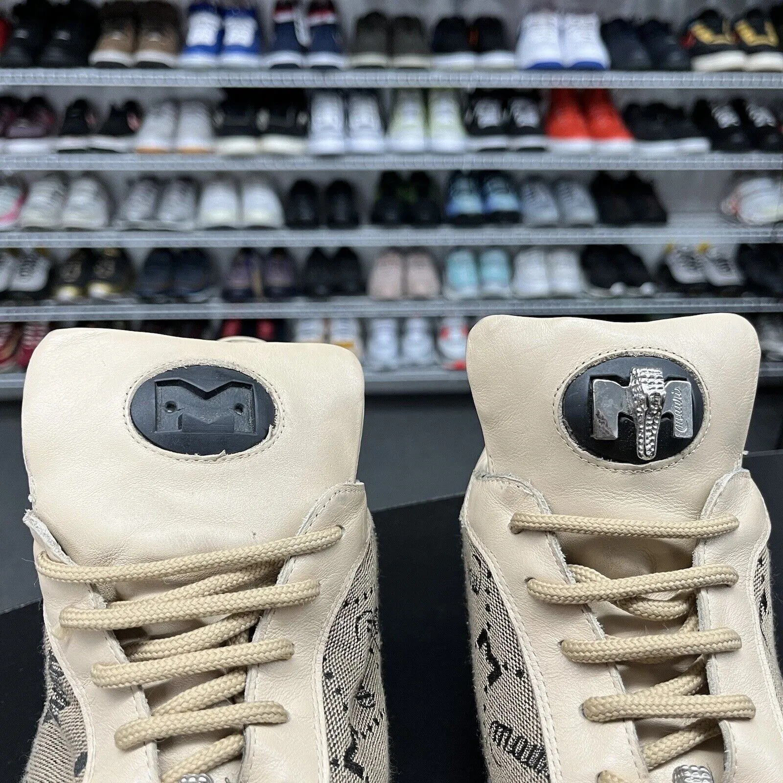 Metal Sneakers Mauri King Aligator Crocodile Leather Beige Dress Shoes Men's Size US 10.5