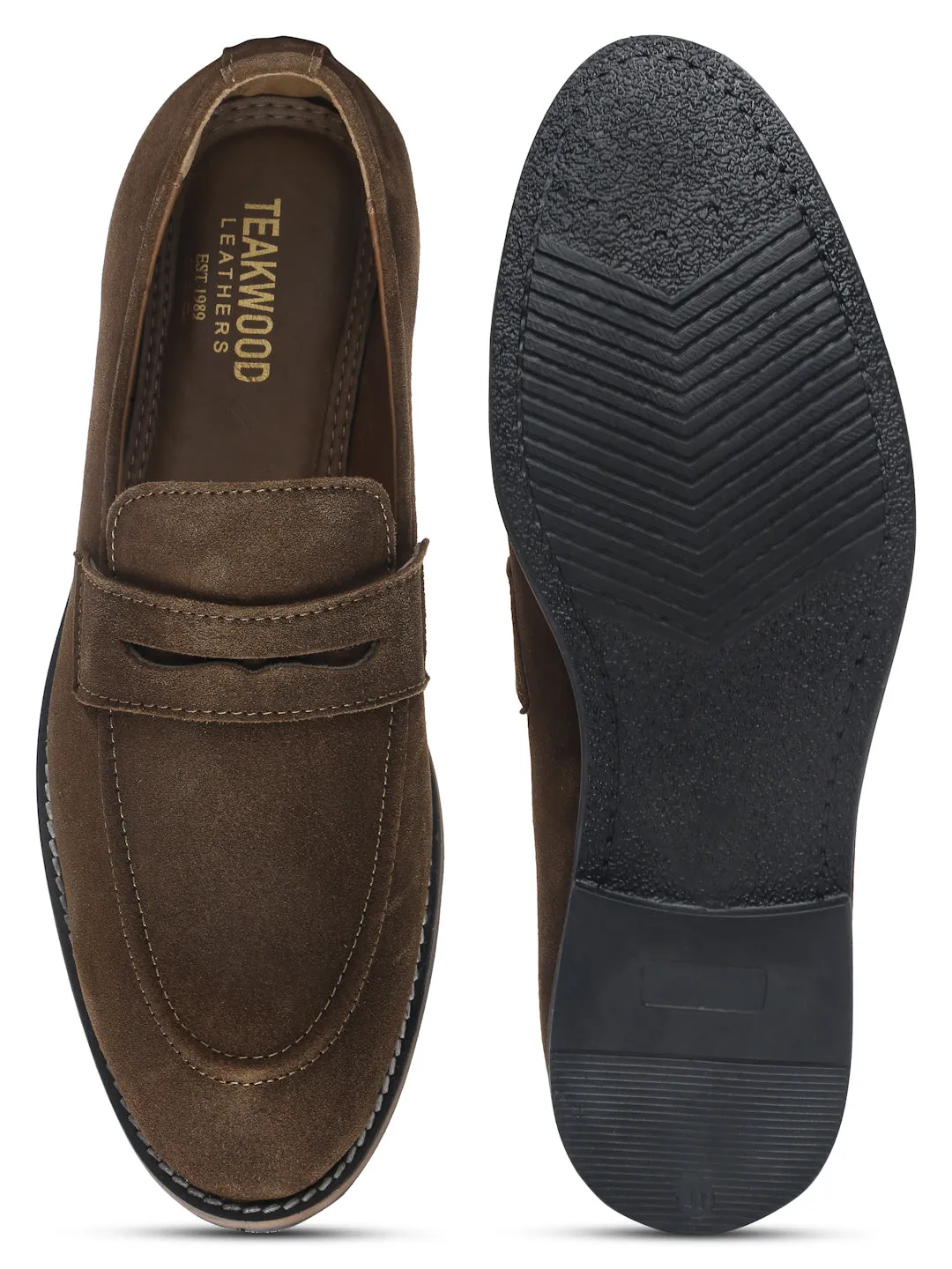 Tassels For Loafers Teakwood Leather Men Solid Round-Toe Olive Loafers