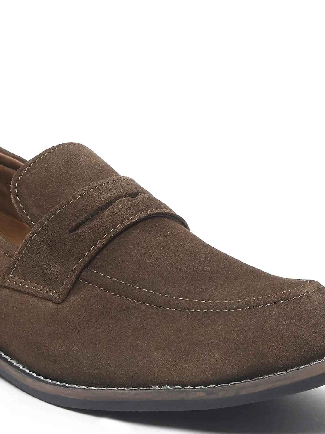 Stomp Loafers Teakwood Leather Men Solid Round-Toe Olive Loafers