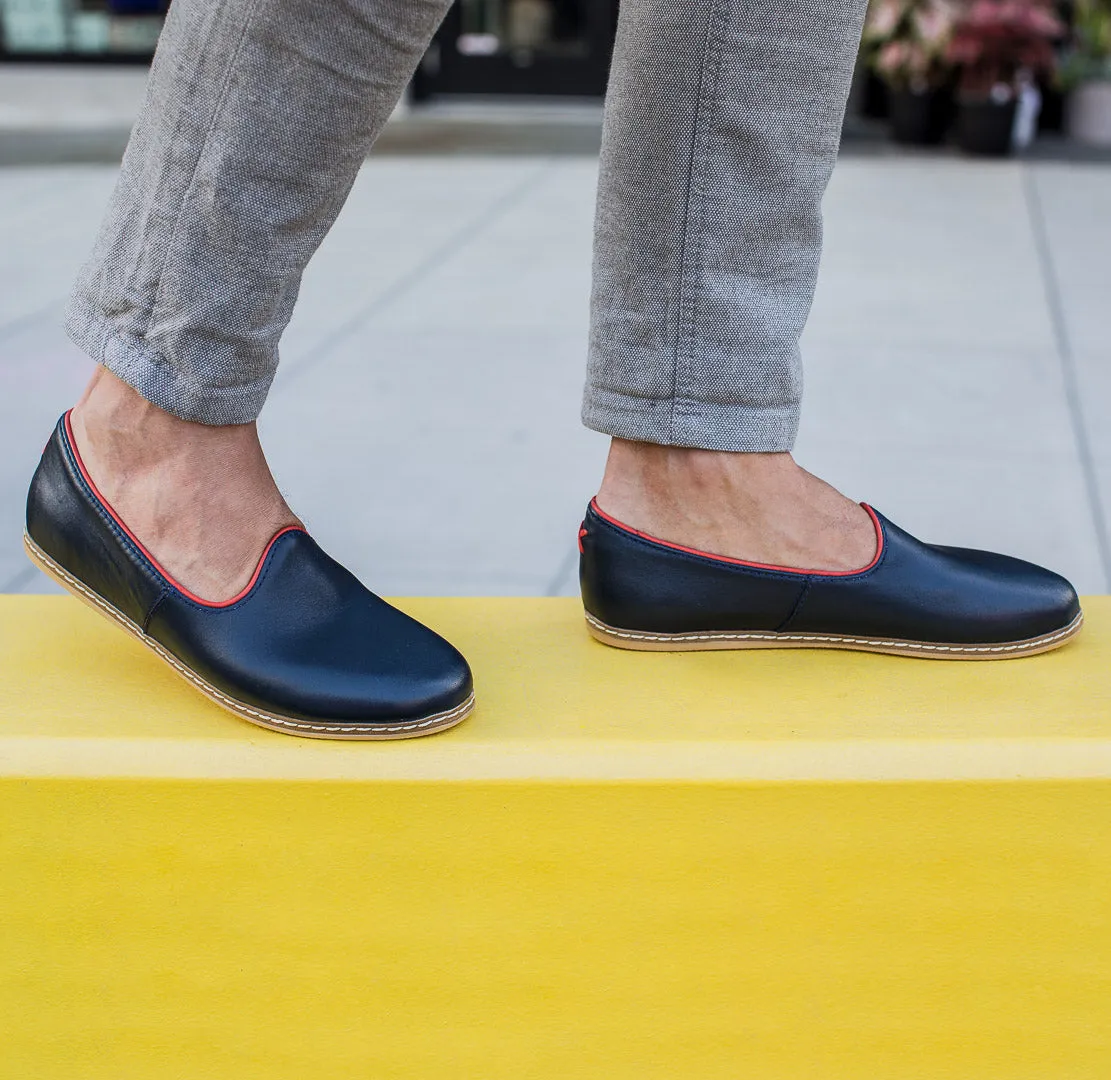 Dark Navy Slip Ons for Men Slip On Leather Boots