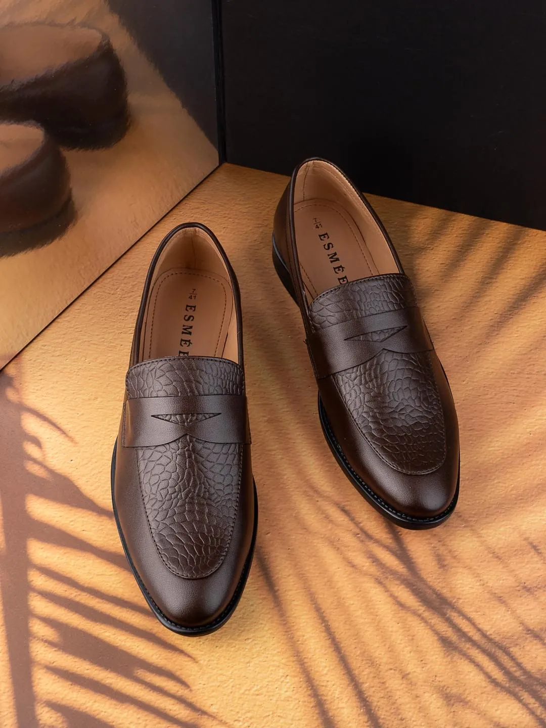 Mens Slip Ons Esmee Brown Men Formal Slip Ons