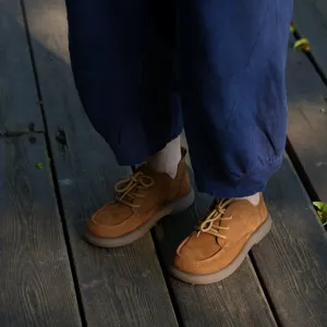 Lace Up Oxfords Soft Leather Derby Flats For Women in Coffee/Gray/Brown Brogues Or Oxfords