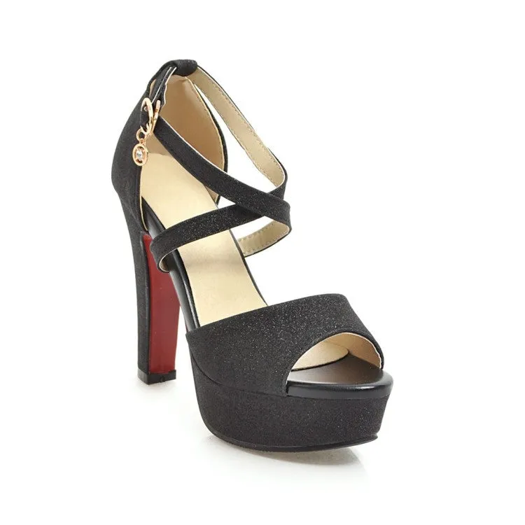 Teva Flatform Sandals Women's Sparkling Ankle Wrap Platform Chunky Heel Sandals