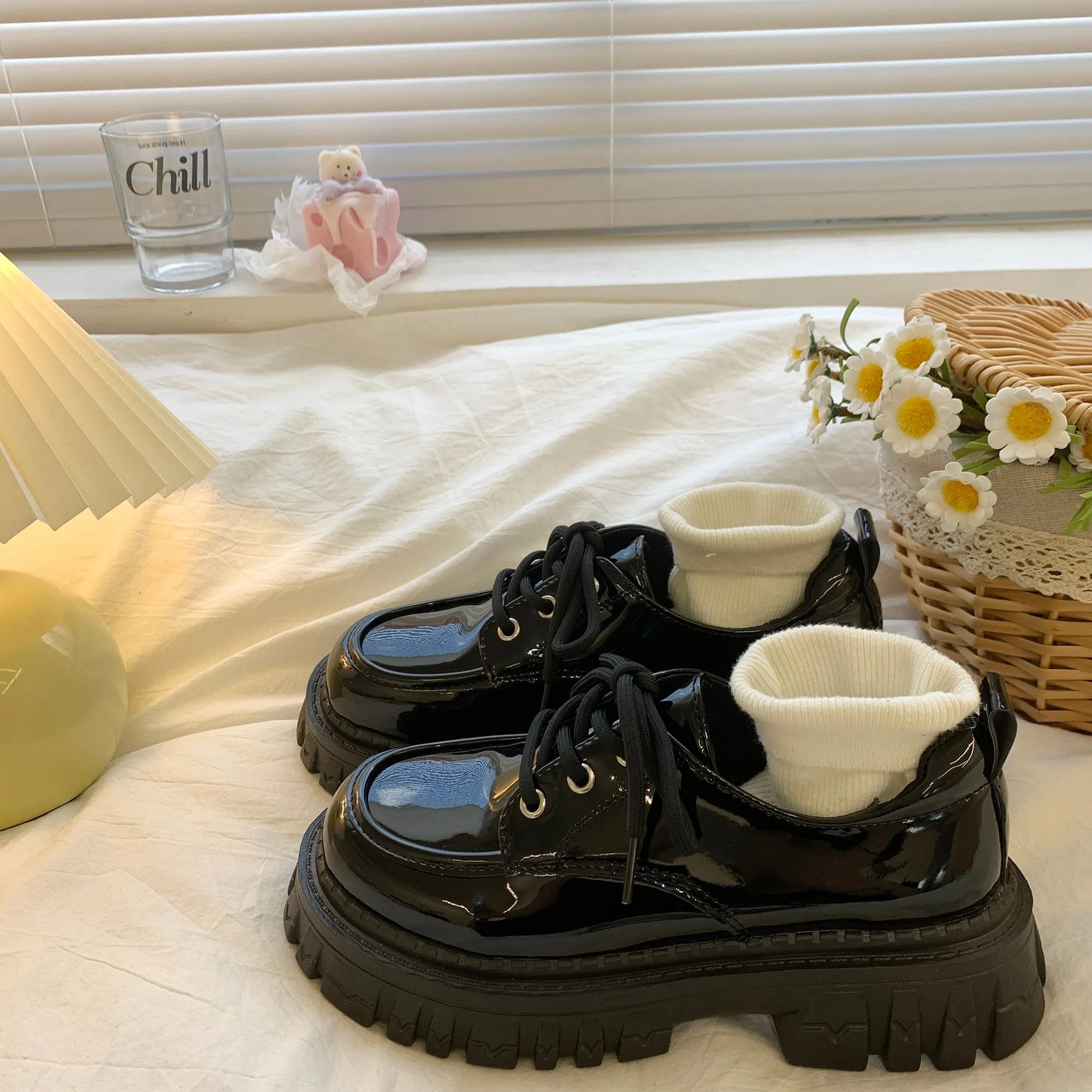 Purpdrank - Women Shoes Autumn Round Toe Female Footwear All-Match Loafers With Fur Clogs Platform Casual Sneaker British Style Oxfords Fall Janelle Loafers