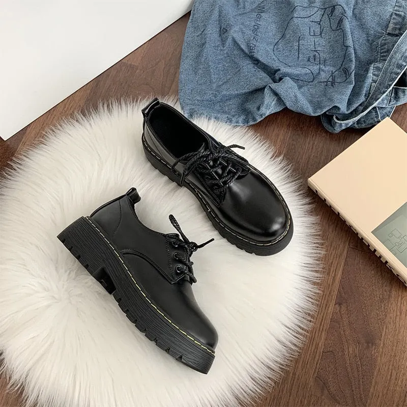 Purpdrank - Women Shoes Autumn Round Toe Female Footwear All-Match Loafers With Fur Clogs Platform Casual Sneaker British Style Oxfords Fall Women Loafers
