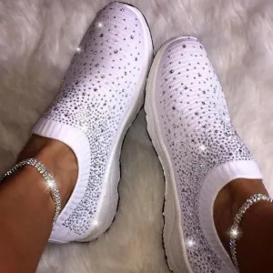 Women shoes Sneakers Shiny Sock shoes woman  Comfortable Casual Loafers Shoes Slip On Female Vulcanize Shoes Faux Leather Loafers