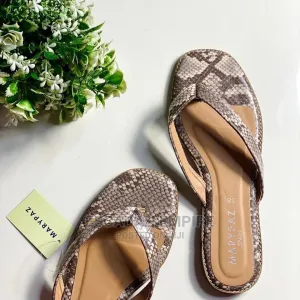 M.Paz Exquisite Snake Print Designed Leather Slipper Electric Slippers