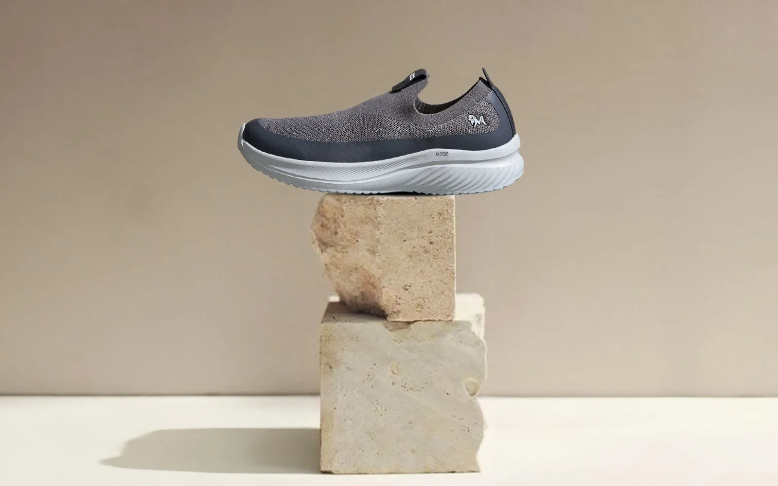 Ease Walk Slip Ons : Grey Slip On Sneakers Rubber Slip On