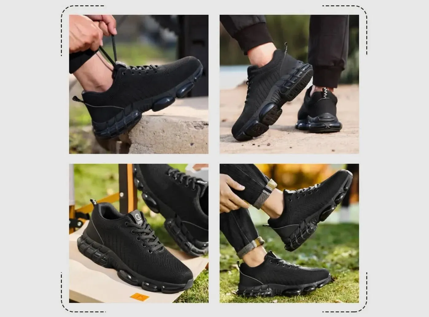 FitVille Men's Breathable Safety Shoes Landscape Work Boots