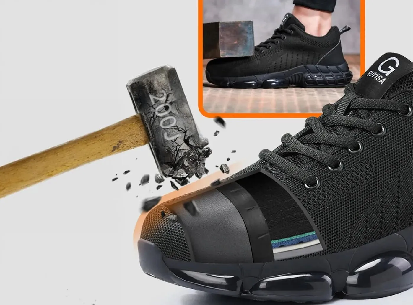 FitVille Men's Breathable Safety Shoes 8 Inch Vs 6 Inch Work Boots