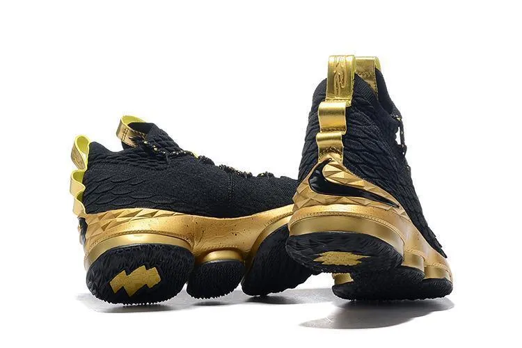 Asics Wrestling Shoes 2014 Nike Lebron XV 15 Black Gold Men Shoes Sale Size US7,8,8.5,9,10,11,12