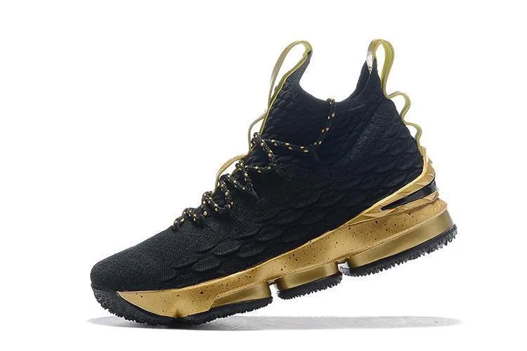 Asics Shoe Width Cm Nike Lebron XV 15 Black Gold Men Shoes Sale Size US7,8,8.5,9,10,11,12