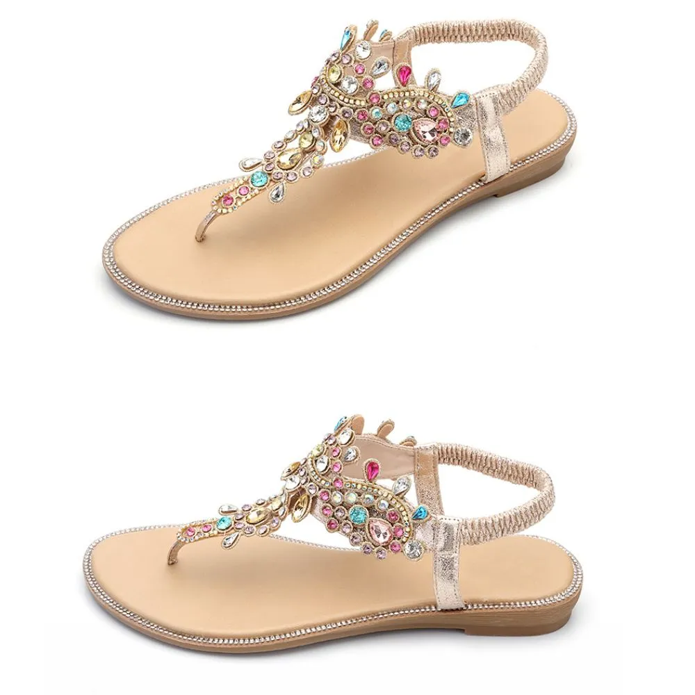 Best Supportive Sandals Rhinestone Gladiator Leather Sandals