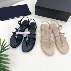 flip flops flats rhinestone leather sandals fashion women shoes 2023 apricot black 35-41 Flip Flops That Don't Smell