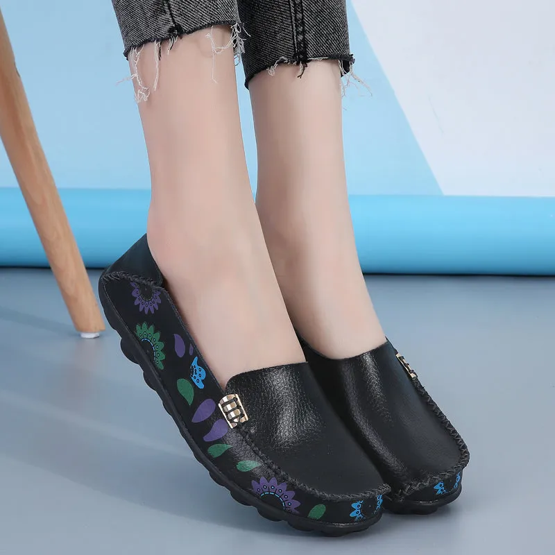 Penny Loafers And Sunday Nights Flowers Loafers Women Flat Shoes With Sewing Thread Soft Shoes