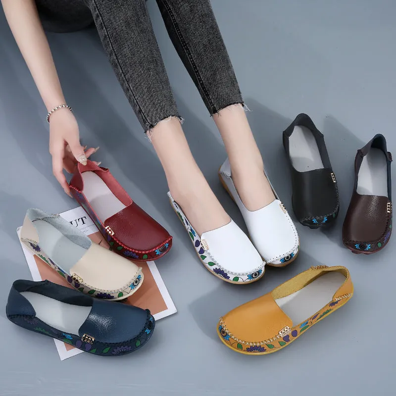 Dress Loafers Sale Flowers Loafers Women Flat Shoes With Sewing Thread Soft Shoes