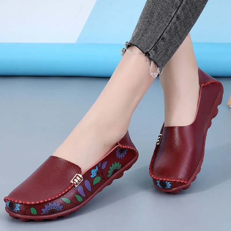 Casual Tassel Loafers Flowers Loafers Women Flat Shoes With Sewing Thread Soft Shoes