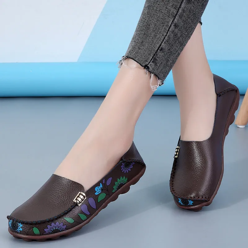 Classic Dan Loafers Flowers Loafers Women Flat Shoes With Sewing Thread Soft Shoes