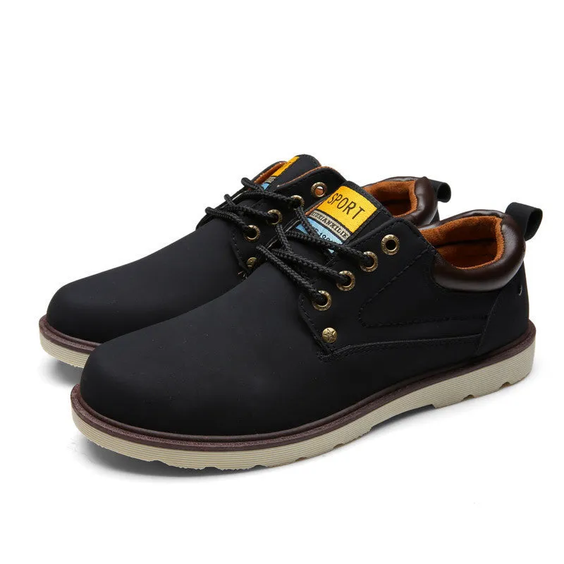 Bottom Tennis Shoes Man Autumn Winter Shoes Leather Men Ankle Boot Fashion Casual Shoe Lace-up Round Toe Safety Work Martin Boots