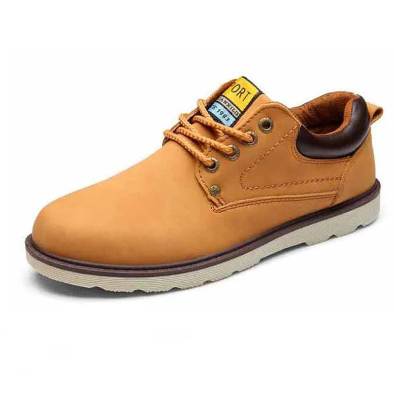 Flat Foot Shoes Man Autumn Winter Shoes Leather Men Ankle Boot Fashion Casual Shoe Lace-up Round Toe Safety Work Martin Boots