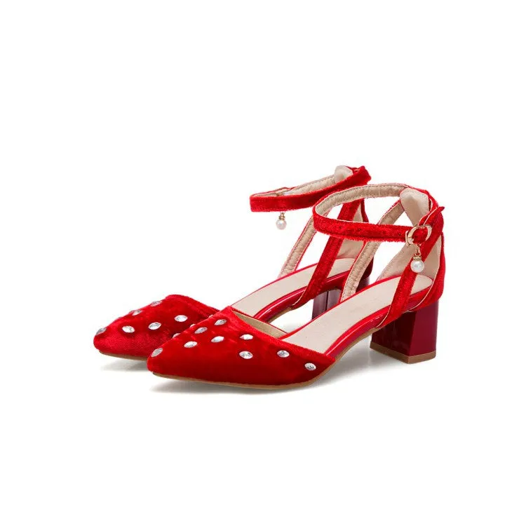 Women's Rhinestone Pointed Toe Mid Heel Sandals Sandals Grande St. Lucian Spa