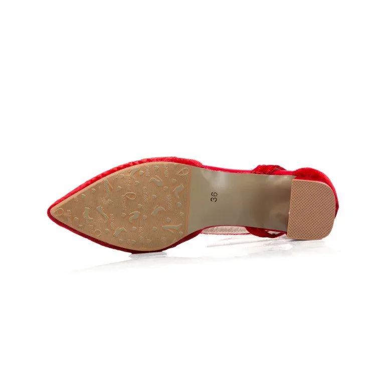 Discount Sandals Women's Rhinestone Pointed Toe Mid Heel Sandals