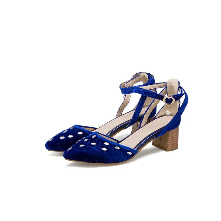 Samurai Sandals Women's Rhinestone Pointed Toe Mid Heel Sandals