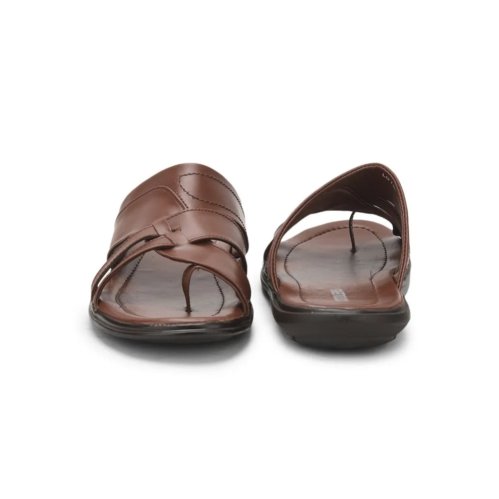Coolers Casual Tan Toe Ring Slipper For Men LG-735 By Liberty Cushion Slide