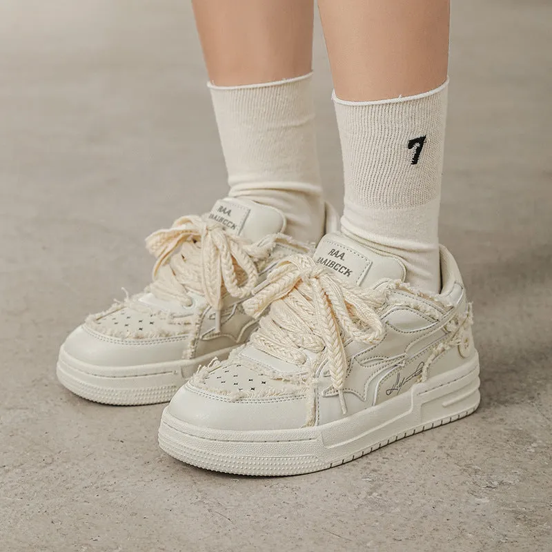 Wide Tennis Sneakers Matching Sneakers for Couples Skater White Flat Sneakers