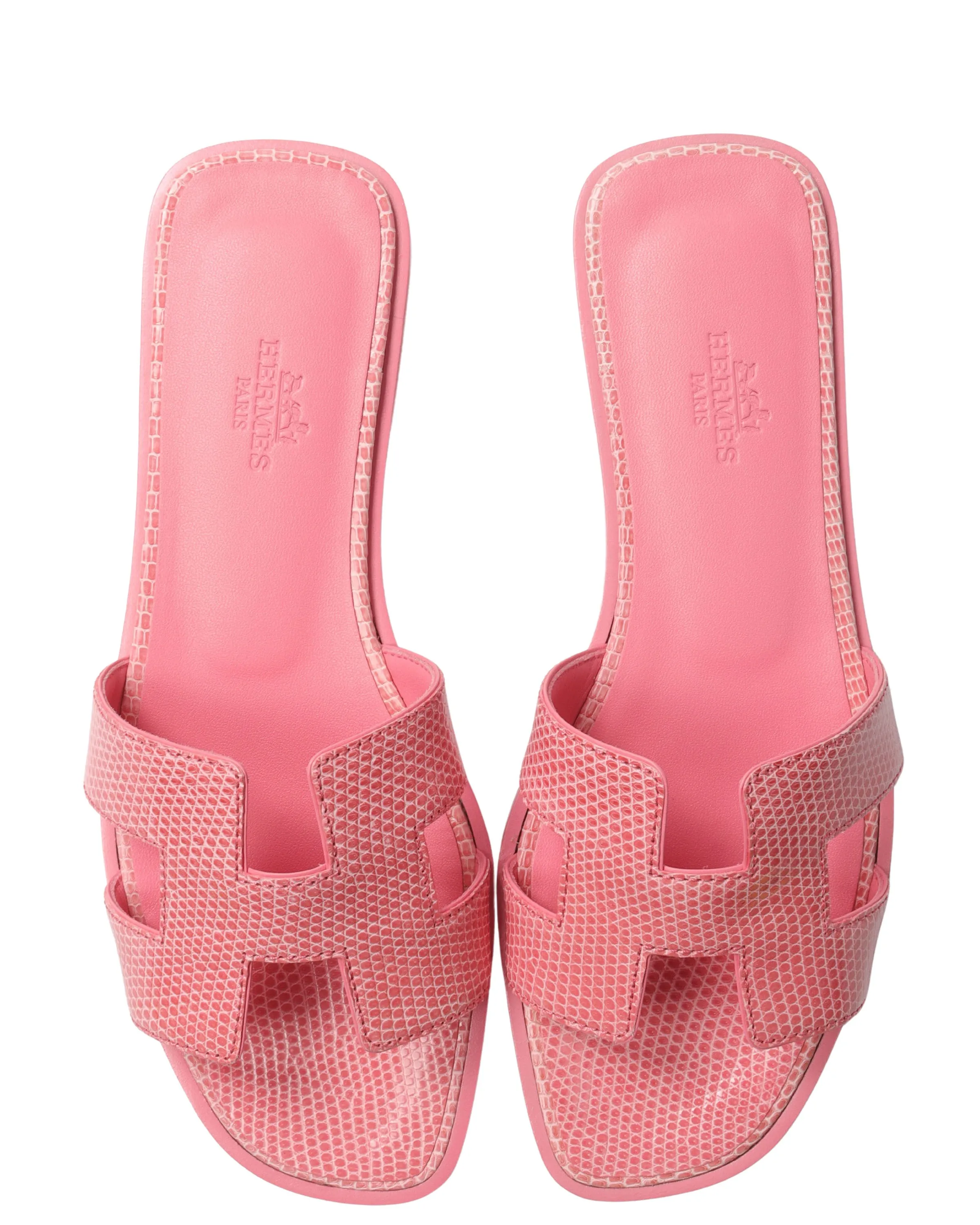 Pink Lizard Slides Low Wedge Sandals