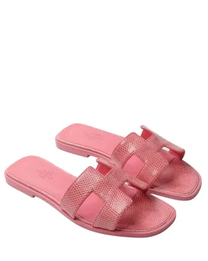 St. Vincent Sandals Pink Lizard Slides