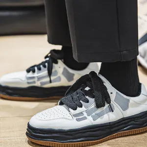 Reflective Bone Retro Platform Sneakers Men Shoes Flat Feet