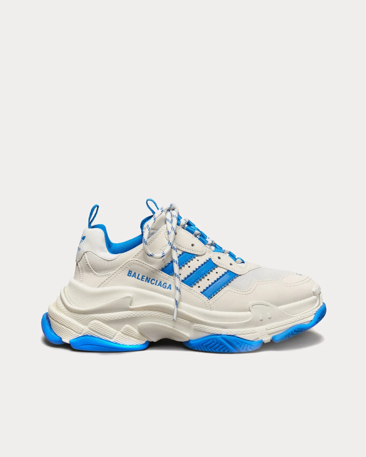 Triple S White / White / Blue Low Top Sneakers Adidas Futsal Shoes