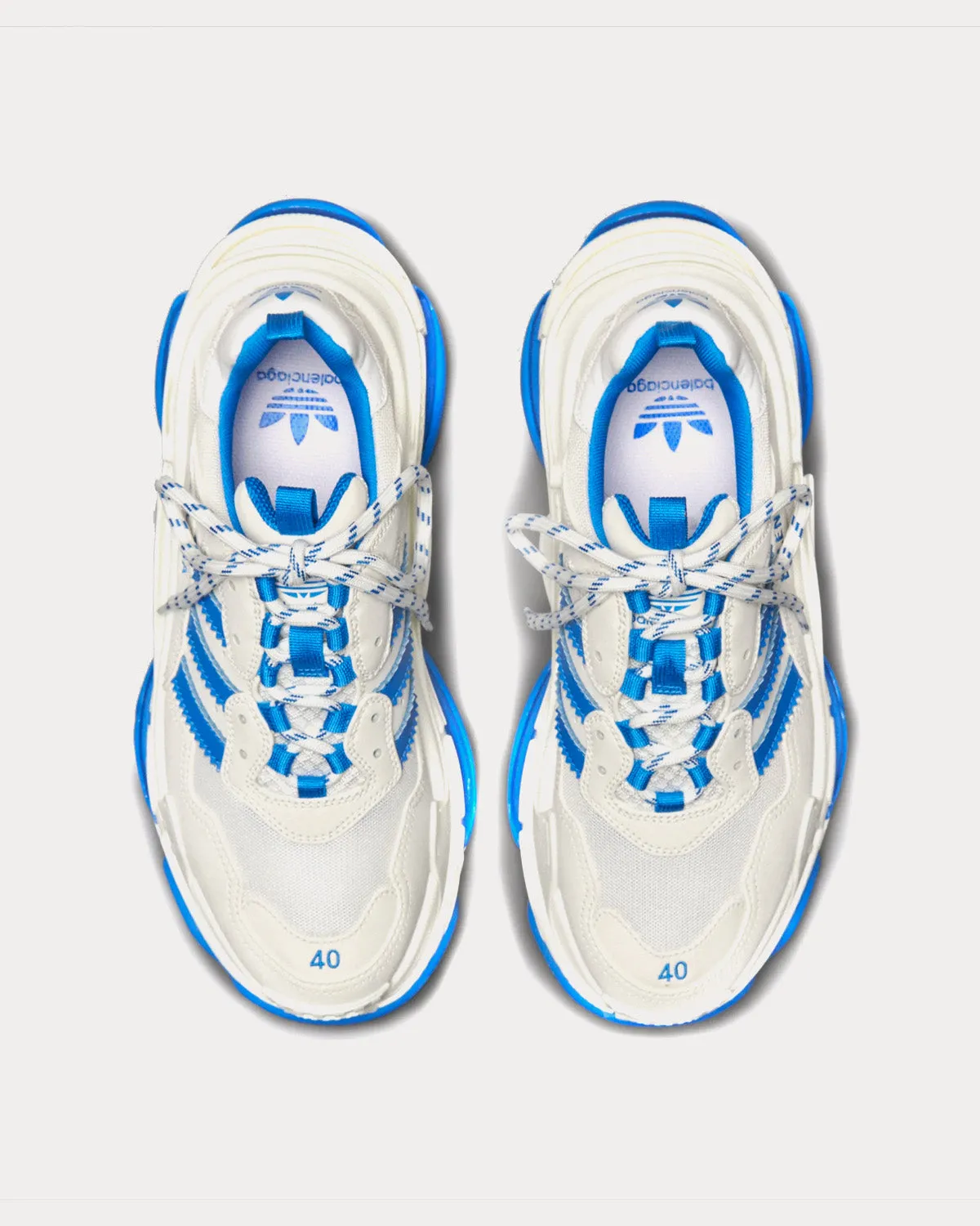 Adidas Tie Up Shoes Triple S White / White / Blue Low Top Sneakers