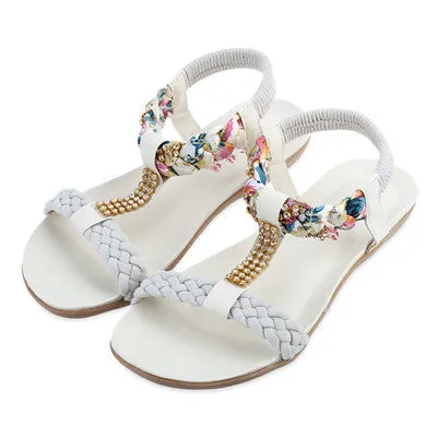 Gamiss Bling Rhinestone Flats Women Sandals Beach Women Flip Flops Summer Casual Flats Shoes Comfort Shoes Ladies Flat Slippers And Flip Flop