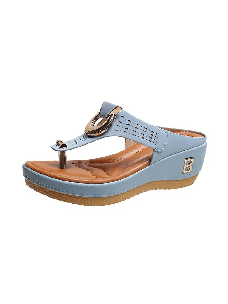Cat Feet Slippers Women'S Beach Toe-Clip Wedge Heels Sandals