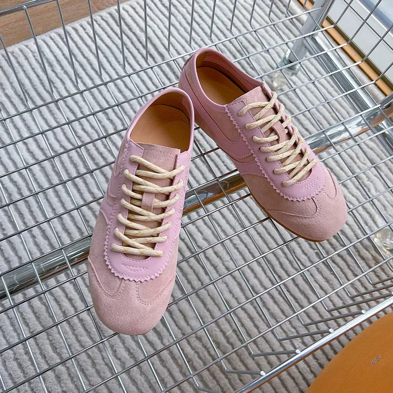 German Training Shoes Genuine Leather Women Sneakers Flat Lace-up Retro Large Size Forrest Gump Janoski Sneakers