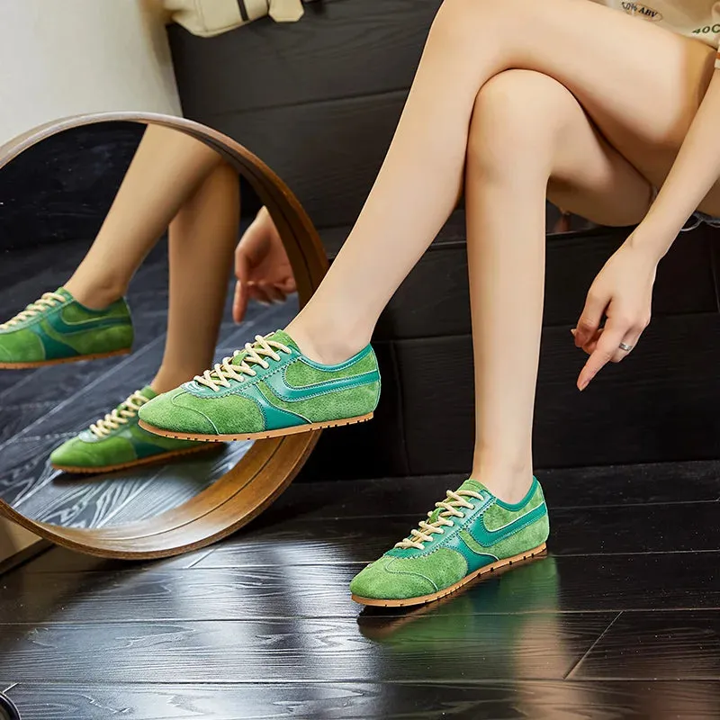 Mm6 Sneakers German Training Shoes Genuine Leather Women Sneakers Flat Lace-up Retro Large Size Forrest Gump