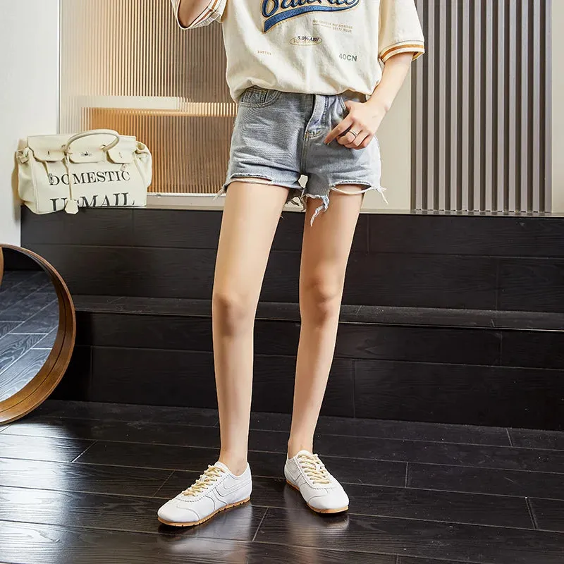 German Training Shoes Genuine Leather Women Sneakers Flat Lace-up Retro Large Size Forrest Gump