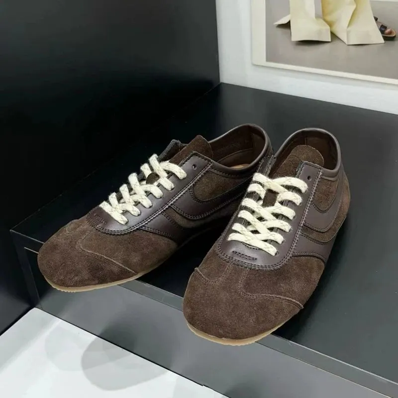 German Training Shoes Genuine Leather Women Sneakers Flat Lace-up Retro Large Size Forrest Gump Sneakers Collection