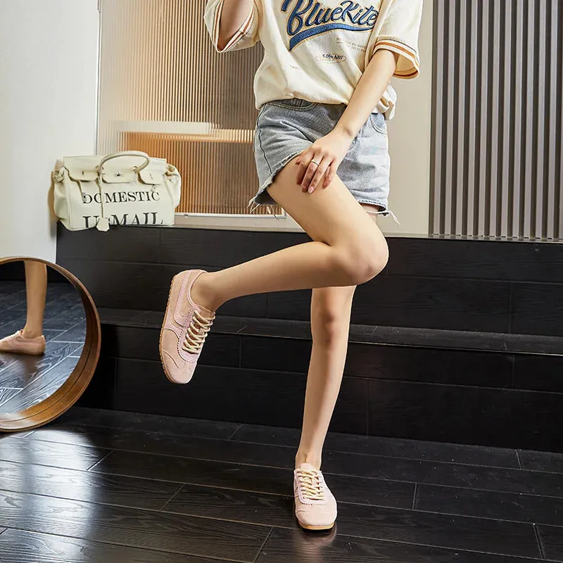 Sneakers Salvatore Ferragamo German Training Shoes Genuine Leather Women Sneakers Flat Lace-up Retro Large Size Forrest Gump