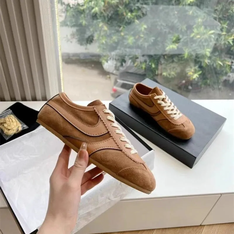 German Training Shoes Genuine Leather Women Sneakers Flat Lace-up Retro Large Size Forrest Gump Wash Sneakers In Washing Machine