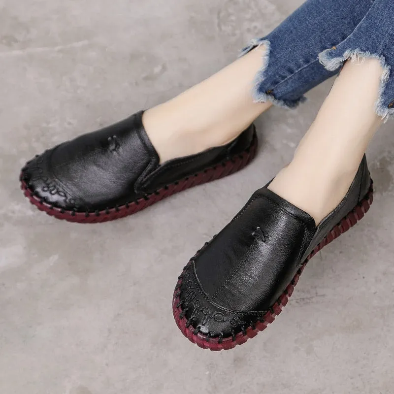 GKTINOO 2021 Fashion Women Shoes Genuine Leather Loafers Women Casual Shoes Soft Comfortable Shoes Women Flats Loafers Open Back