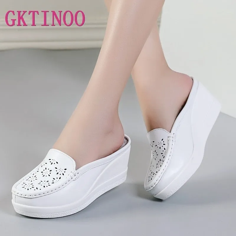 Athletic Flip Flops GKTINOO Summer Woman Shoes Platform Slippers Wedge Flip Flops Women High Heel Slippers For Women Casual Sandals Female Shoes