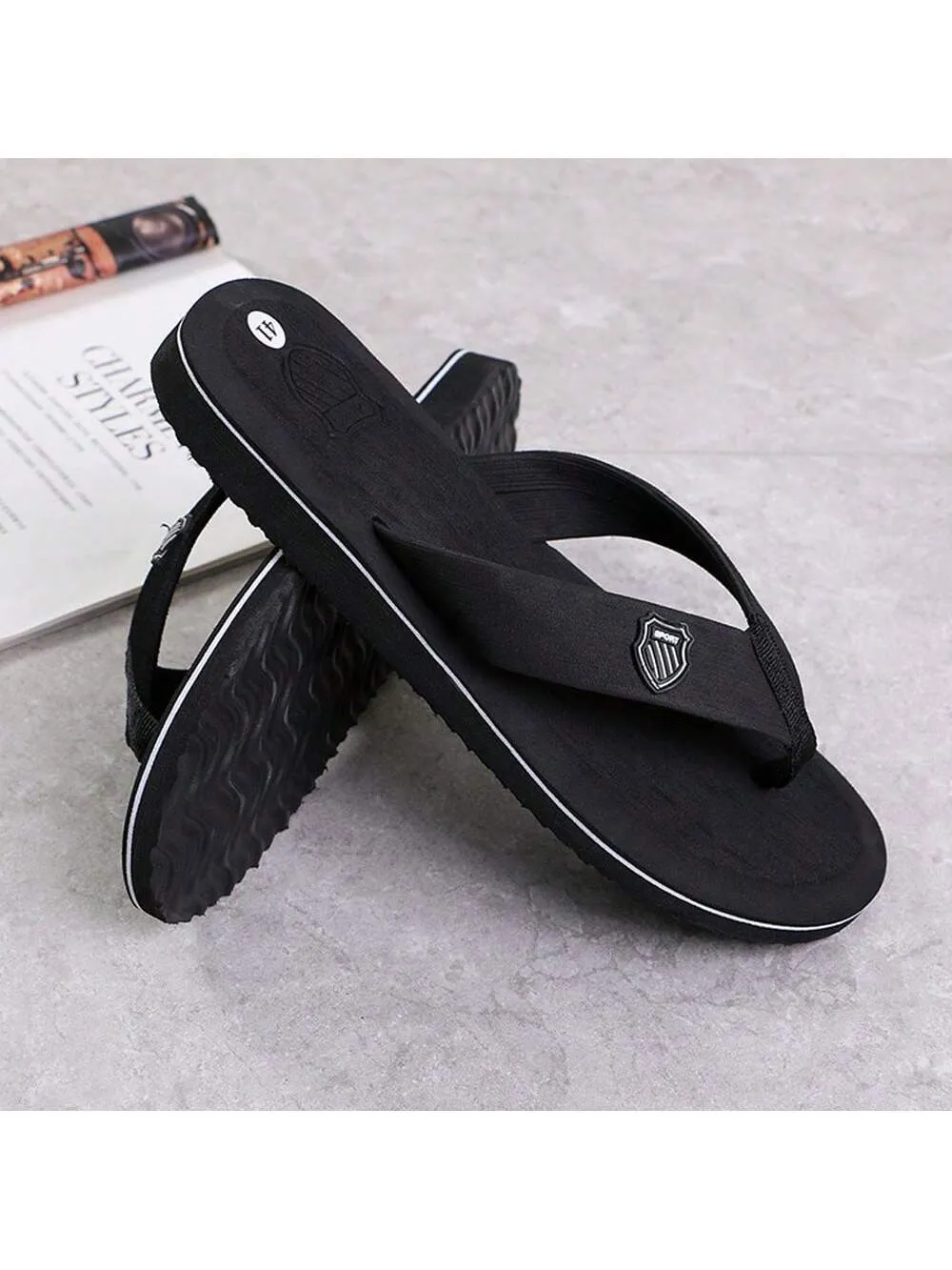 Slippers With Heel Support Men Summer Flip Flops Beach Sandals Anti-Slip Casual Flat Shoes High Quality Slippers Home Slippers For Men