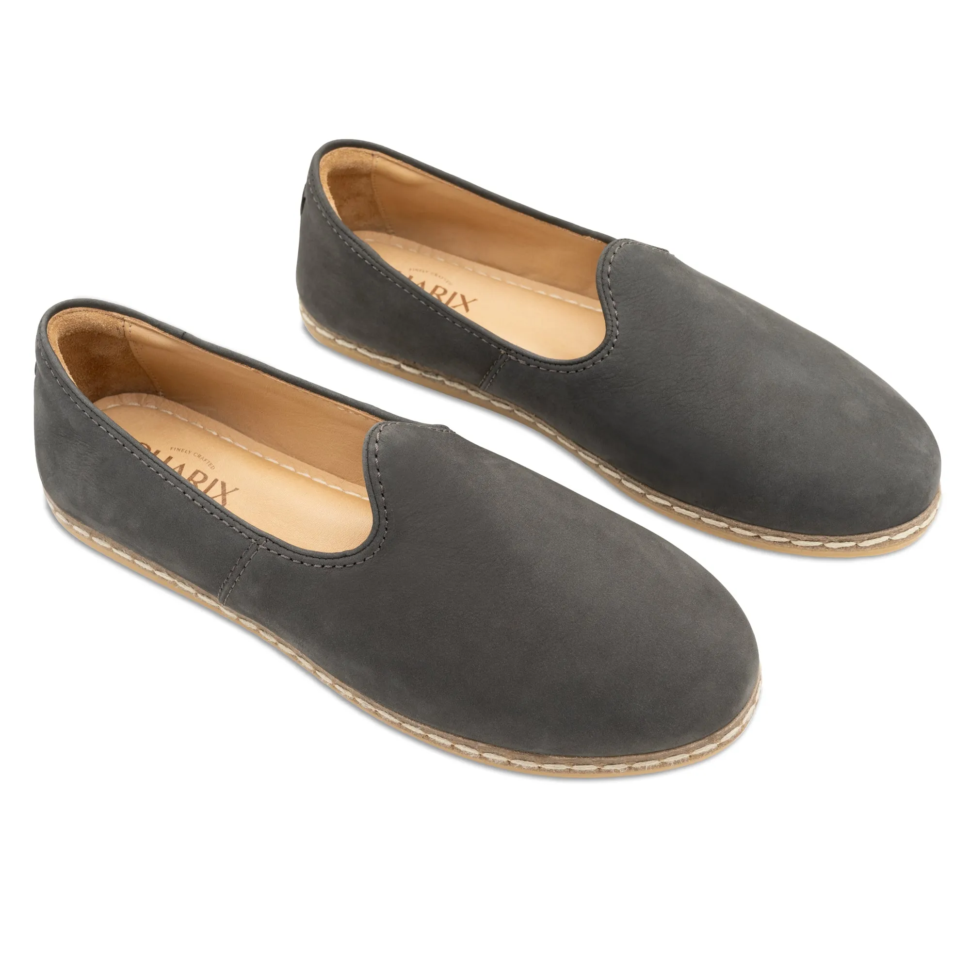 Elastic Slip On Trainers Graphite Nubuck Slip Ons for Men