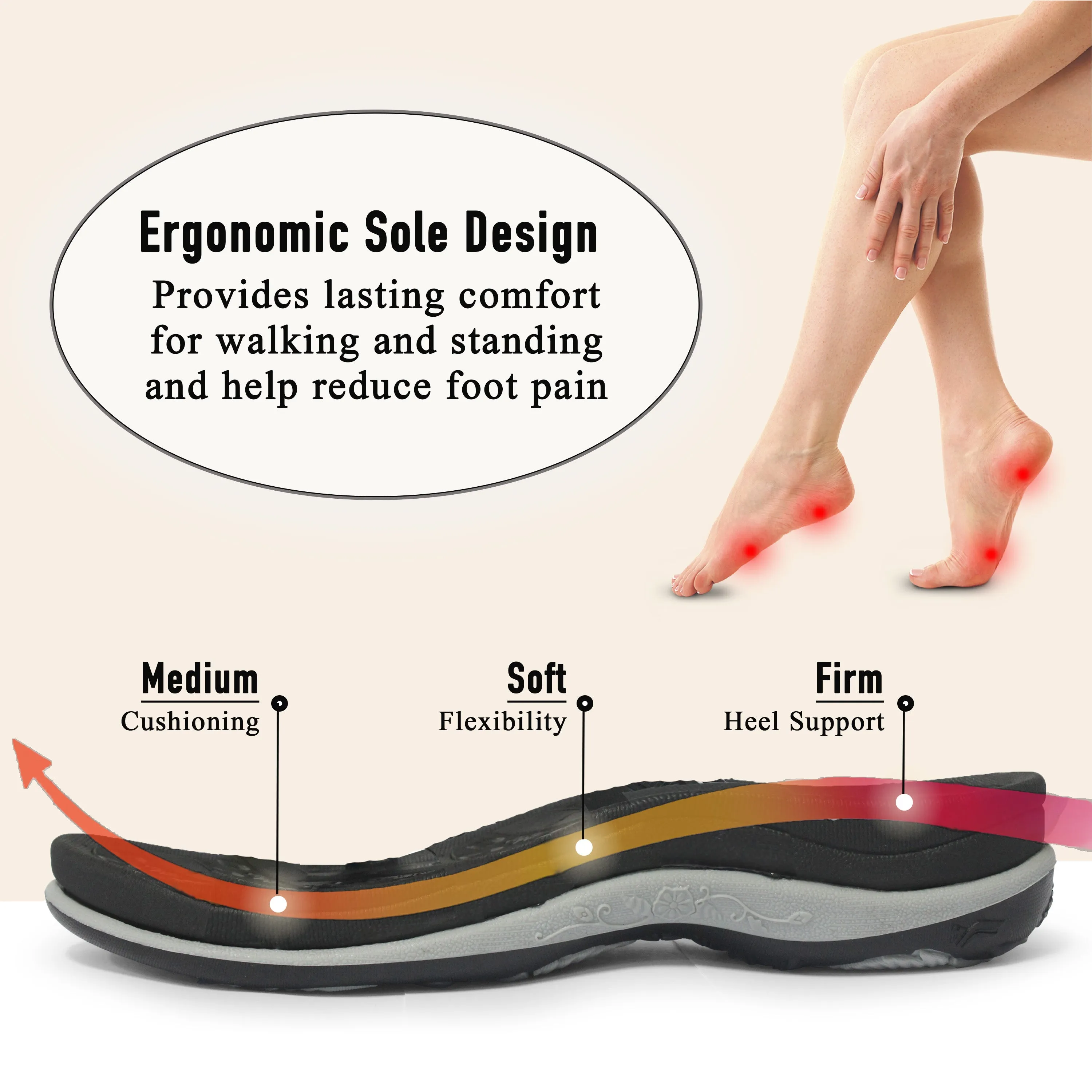 Women Signature: 5893 Grey Best Flip Flops Good Arch Support