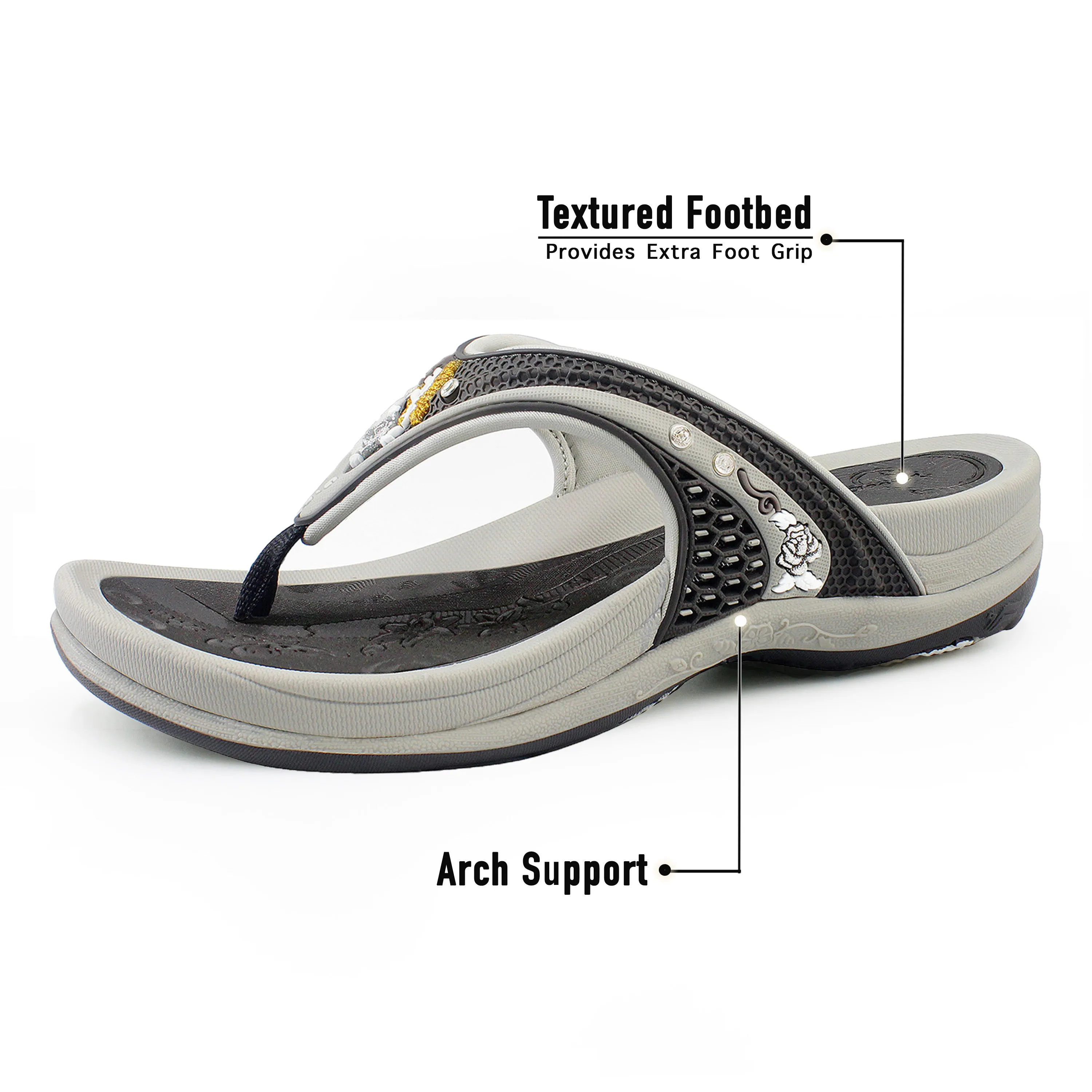 Burger Flip Flops Women Signature: 5893 Grey